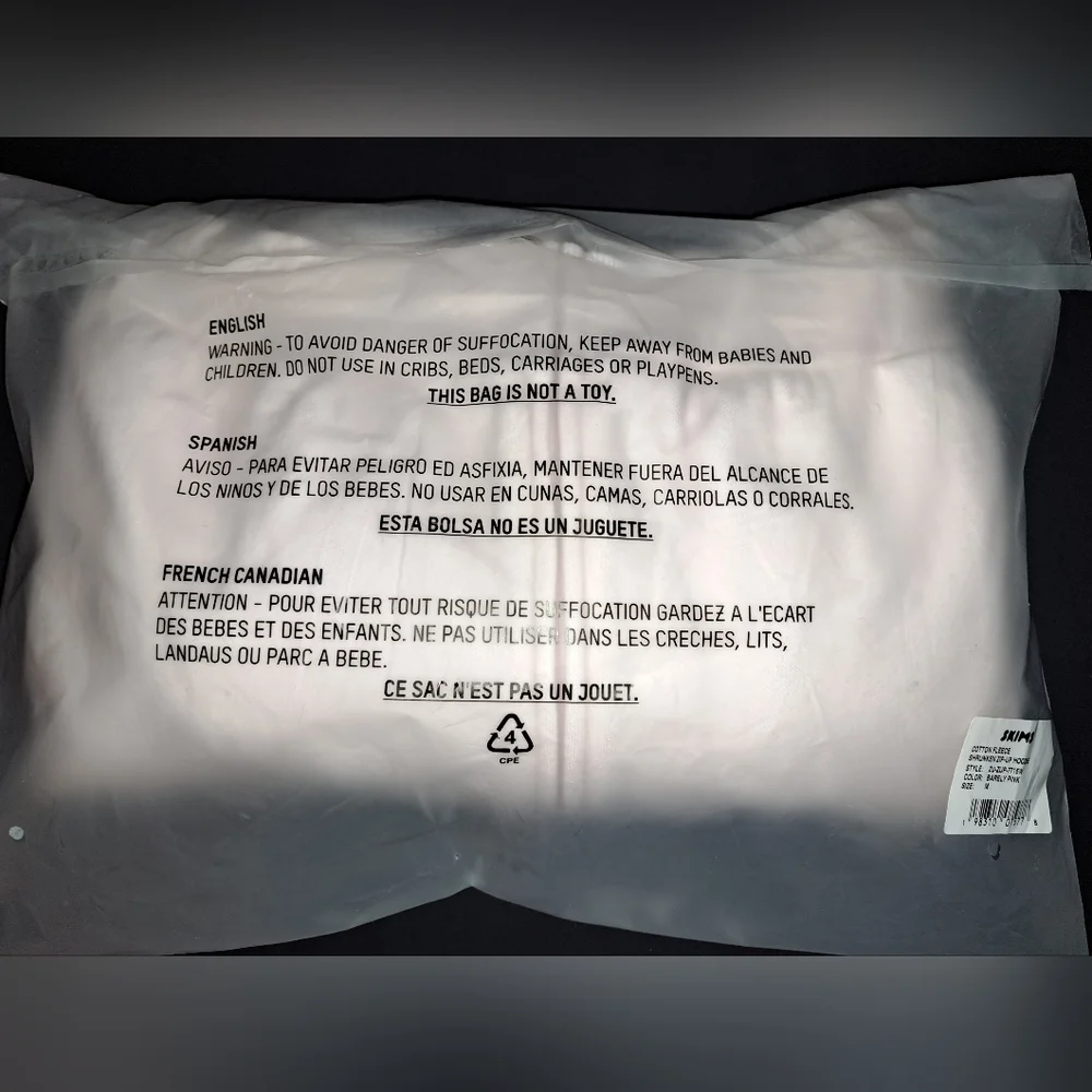 💕NWT SKIMS 🩷Cotton Fleece Shrunken Zip Up Cropped Hoodie Light BARELY PINK M - Picture 6 of 11